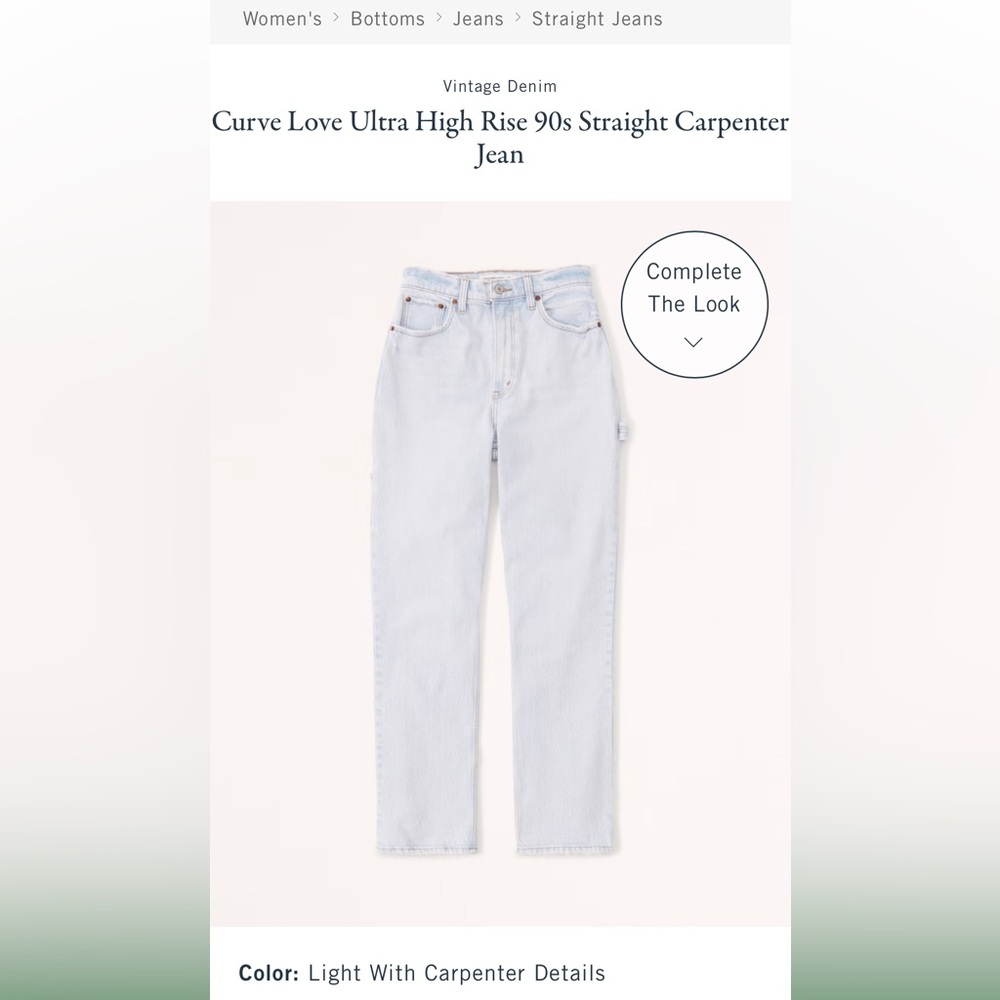 Curve Love Ultra High Rise 90s Straight Carpenter Jean - Size 29 - NEW WITH TAGS